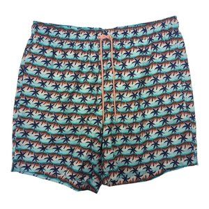 Men's 6" Palm Print Volley Swim Trunks Lands' End Size‎ Large